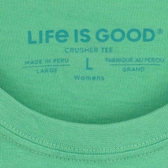 Life Is Good Womens Lake Life Long Sleeve Crusher Tee Green size large cotton - Picture 3 of 14